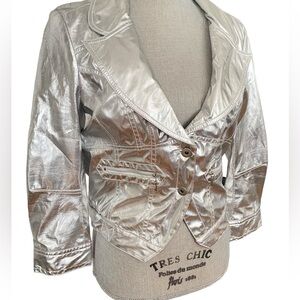 Silver Luxe EleVen Moto Jacket l Silver Vegan Jacket